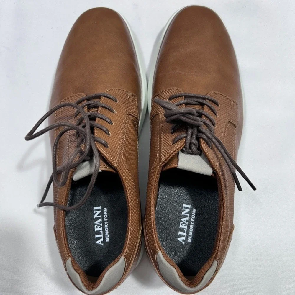 Alfani Men's Landan Lace-Up Sneakers Brown US 8.5M‎